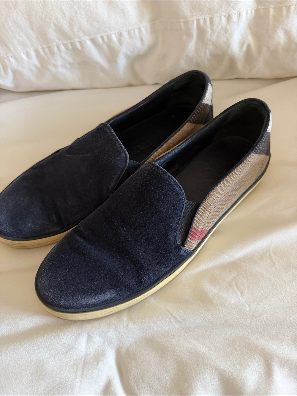 Burberry woman’s  Navy Slip-On Canvas & Suede Casual Shoes